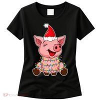 Festive Holiday Pig with Santa Hat Hilarious Gift Women's T-Shirt thumb 0