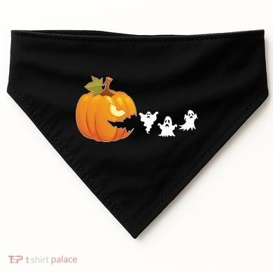 Funny Halloween Pac Man Pumpkin Ghost USA-Made Doggie Bandana