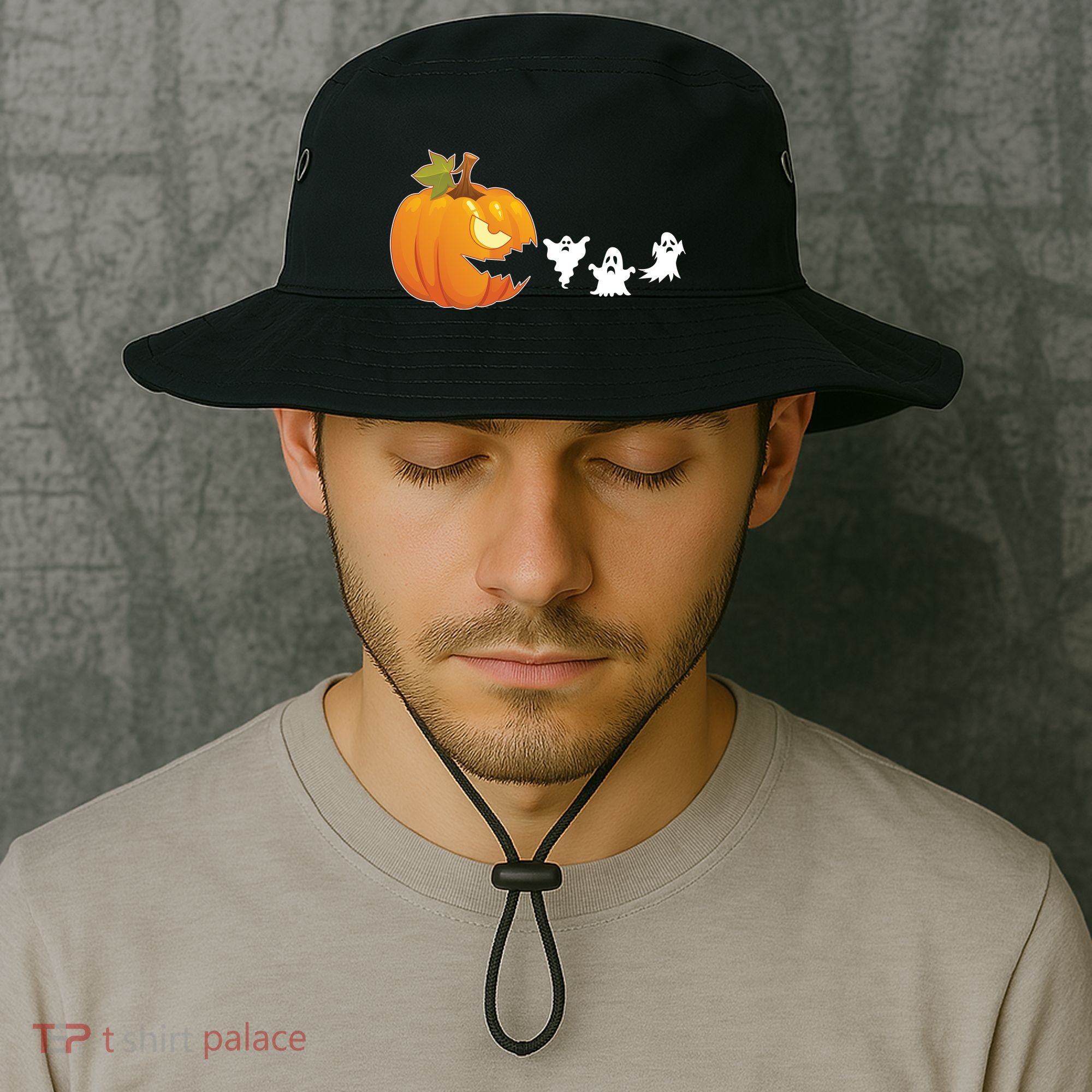 Funny Halloween Pac Man Pumpkin Ghost Bucket Hat