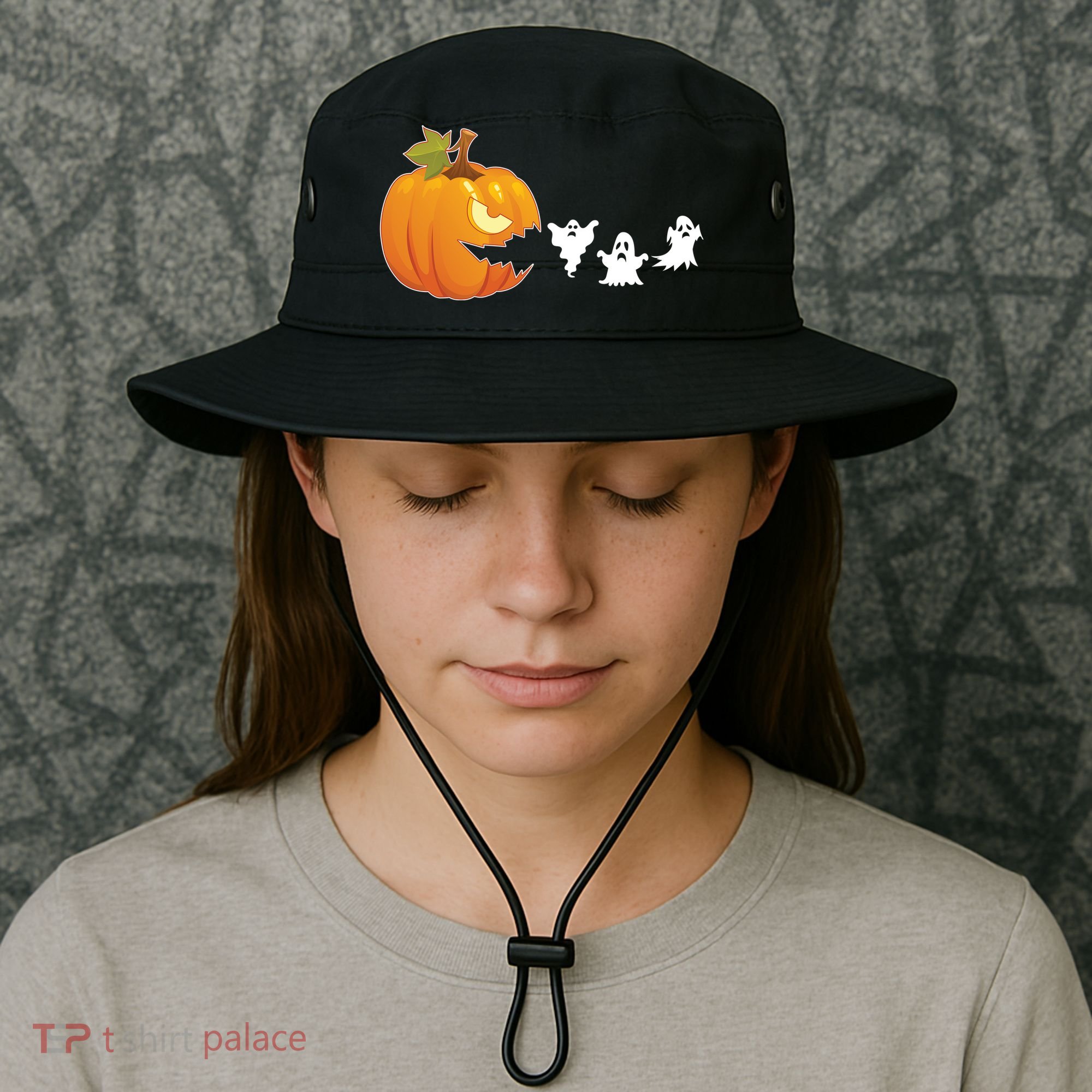 Funny Halloween Pac Man Pumpkin Ghost Bucket Hat