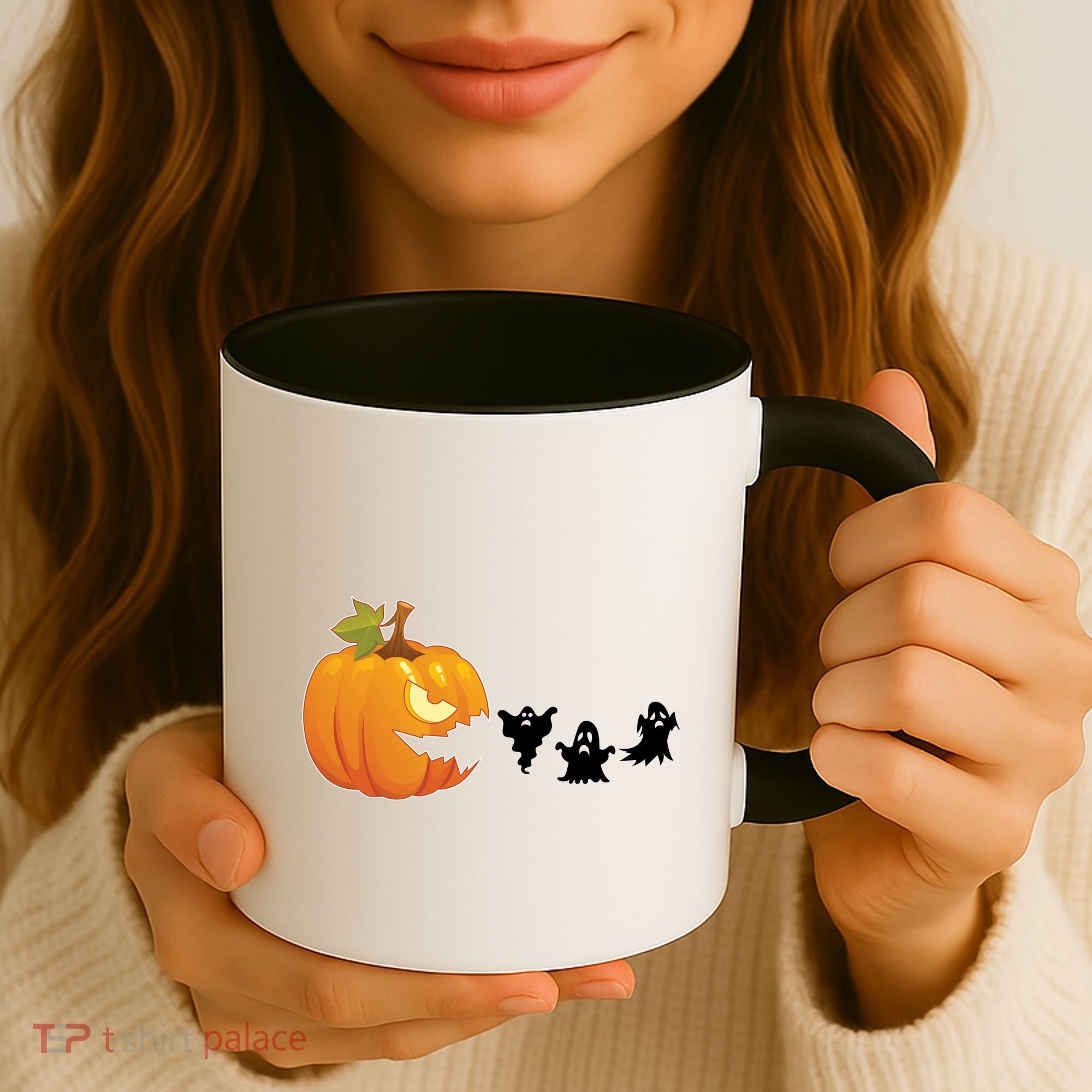 Funny Halloween Pac Man Pumpkin Ghost Coffee Mug