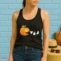 Funny Halloween Pac Man Pumpkin Ghost Women's Tank Top thumb 2
