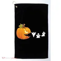 Funny Halloween Pac Man Pumpkin Ghost Golf Towel thumb 0