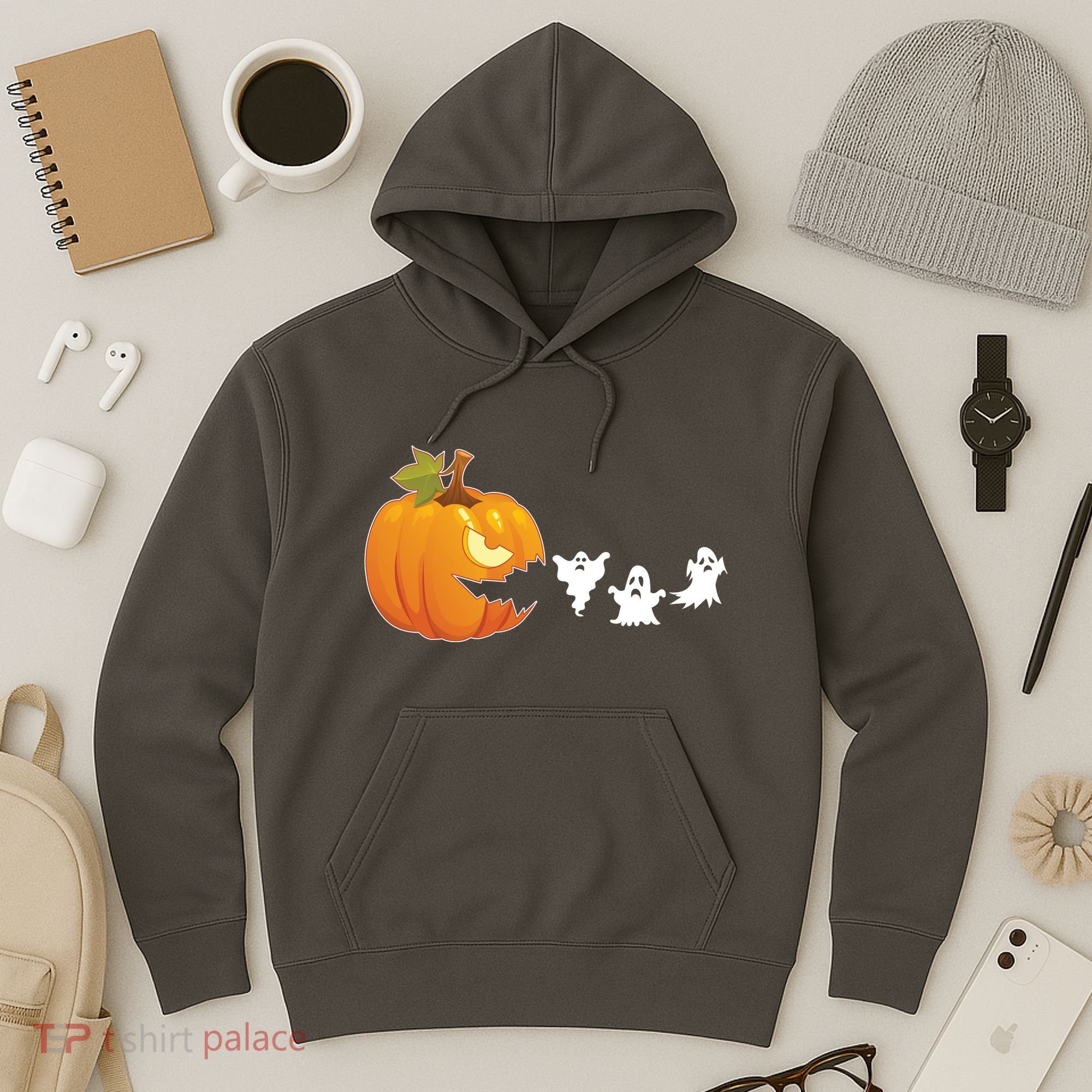 Funny Halloween Pac Man Pumpkin Ghost Hoodie