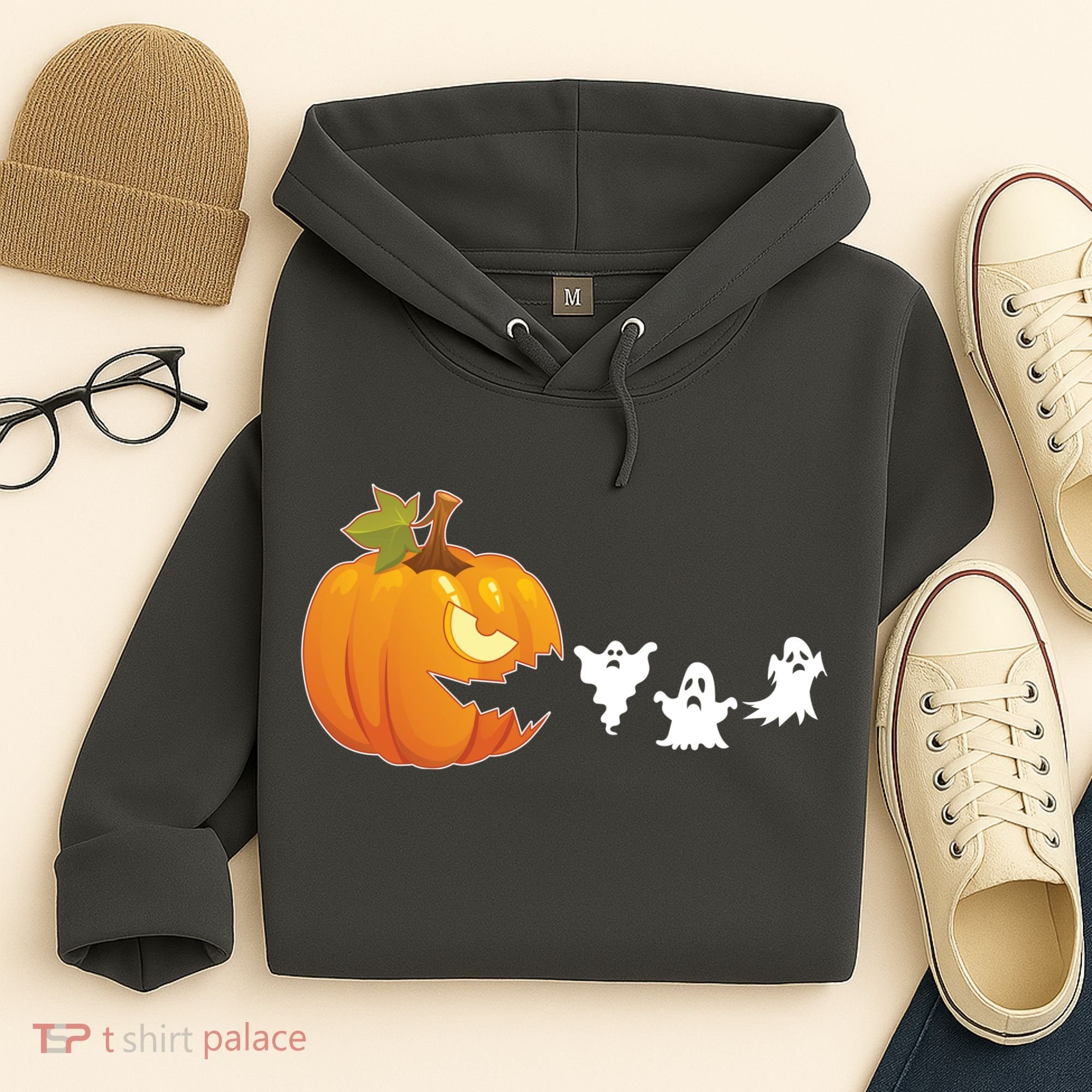 Funny Halloween Pac Man Pumpkin Ghost Hoodie