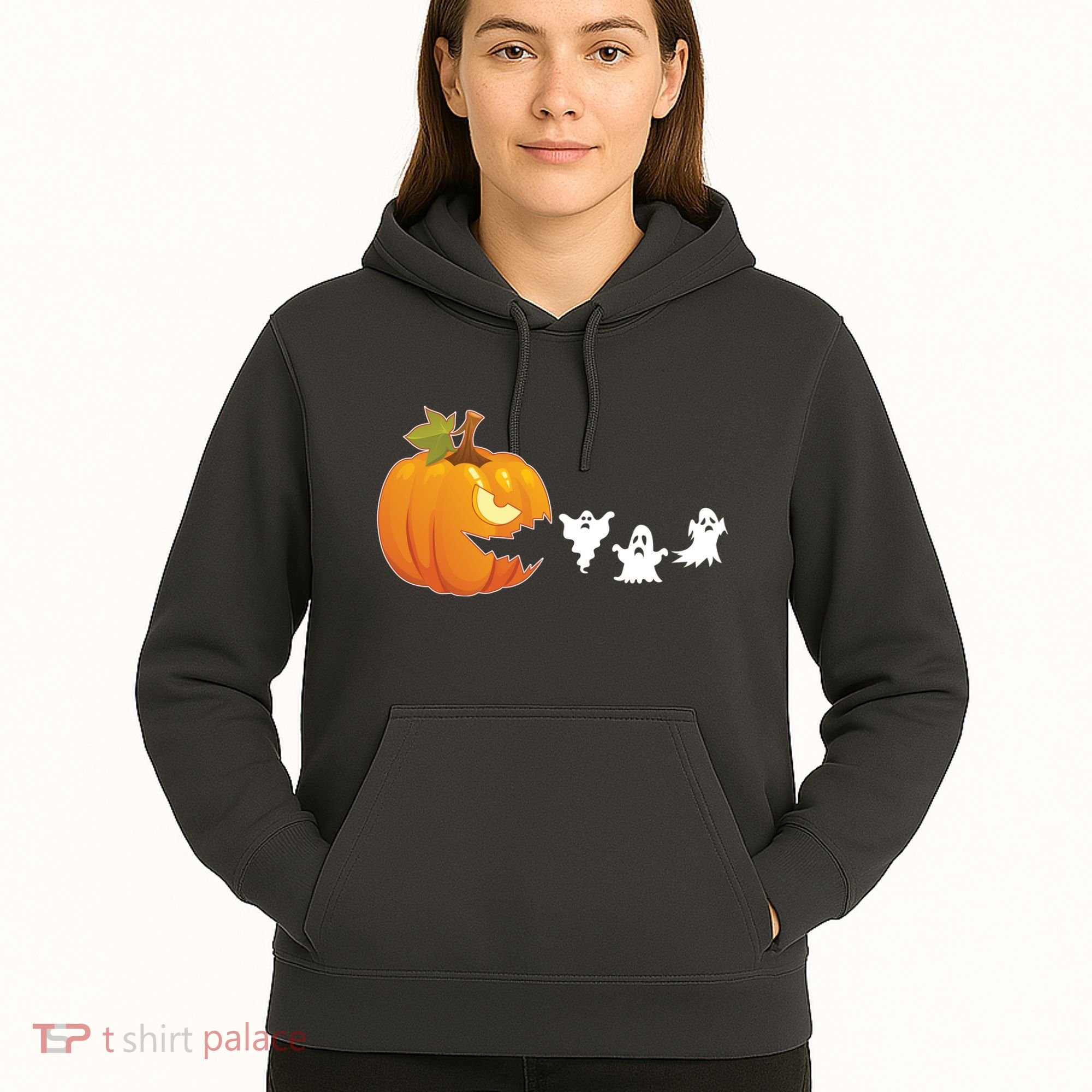Funny Halloween Pac Man Pumpkin Ghost Hoodie