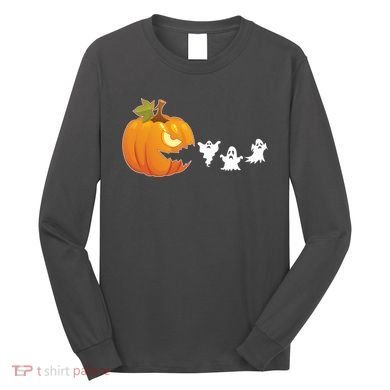 Funny Halloween Pac Man Pumpkin Ghost Long Sleeve Shirt