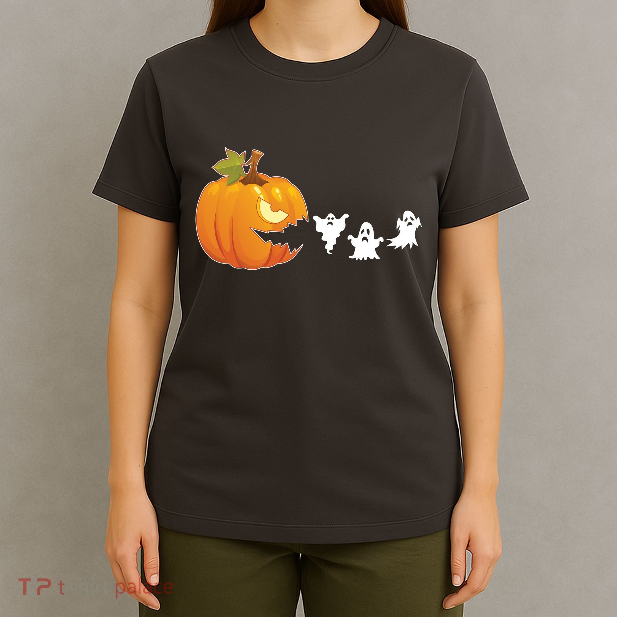 Funny Halloween Pac Man Pumpkin Ghost T-Shirt