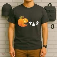 Funny Halloween Pac Man Pumpkin Ghost T-Shirt thumb 6