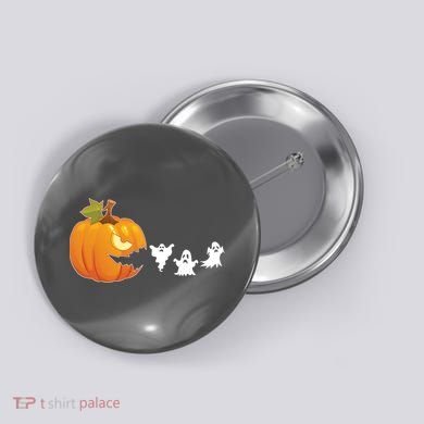 Funny Halloween Pac Man Pumpkin Ghost Button
