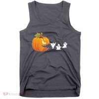 Funny Halloween Pac Man Pumpkin Ghost Tank Top thumb 0
