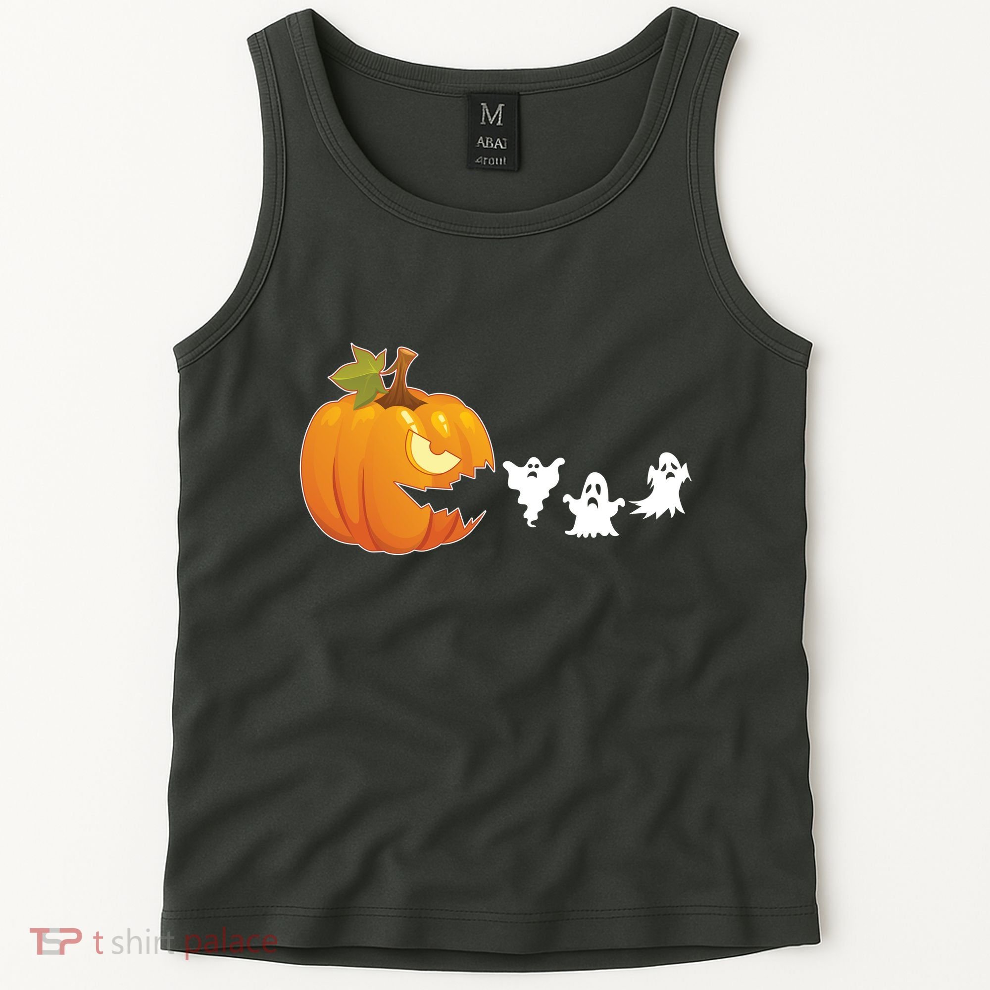 Funny Halloween Pac Man Pumpkin Ghost Tank Top