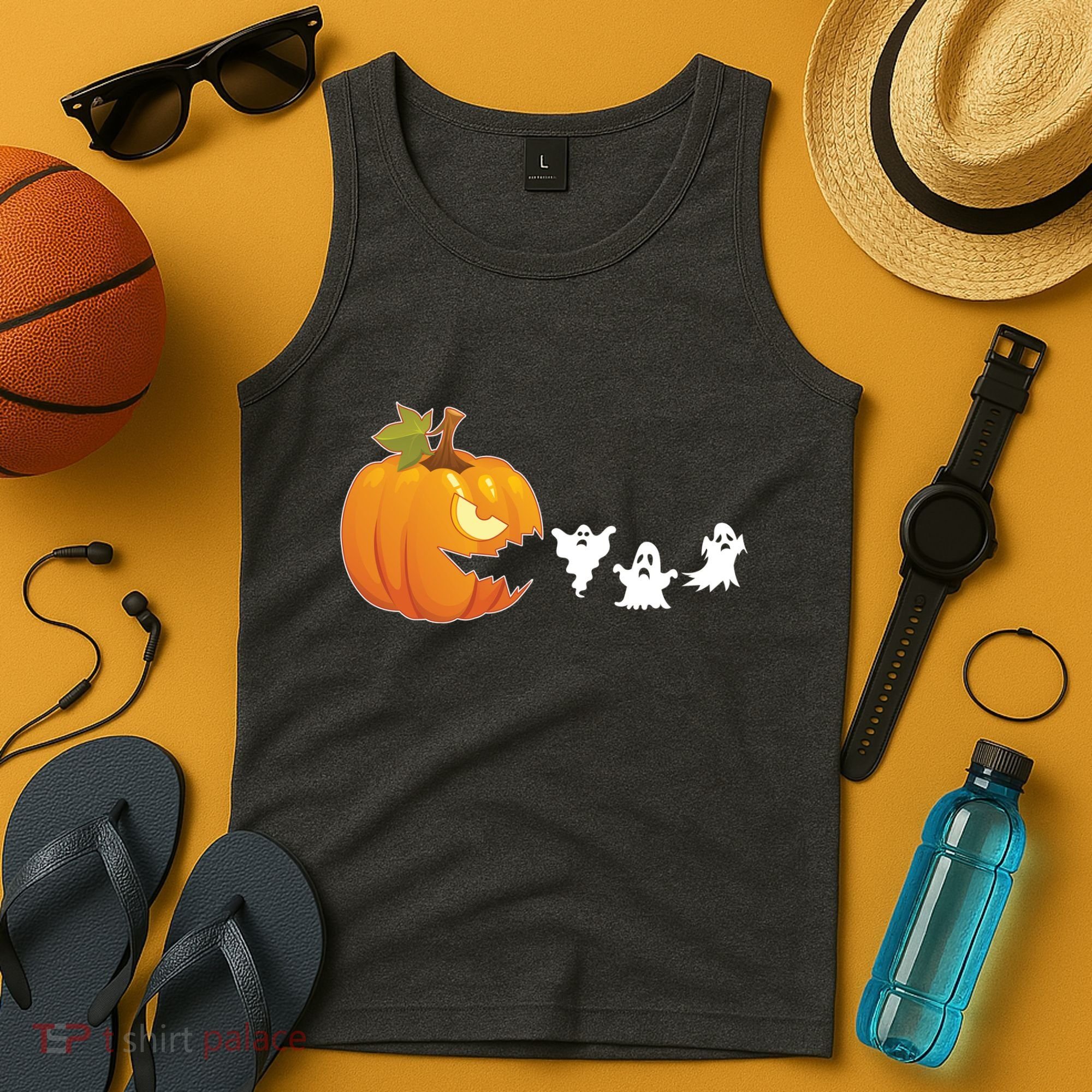 Funny Halloween Pac Man Pumpkin Ghost Tank Top