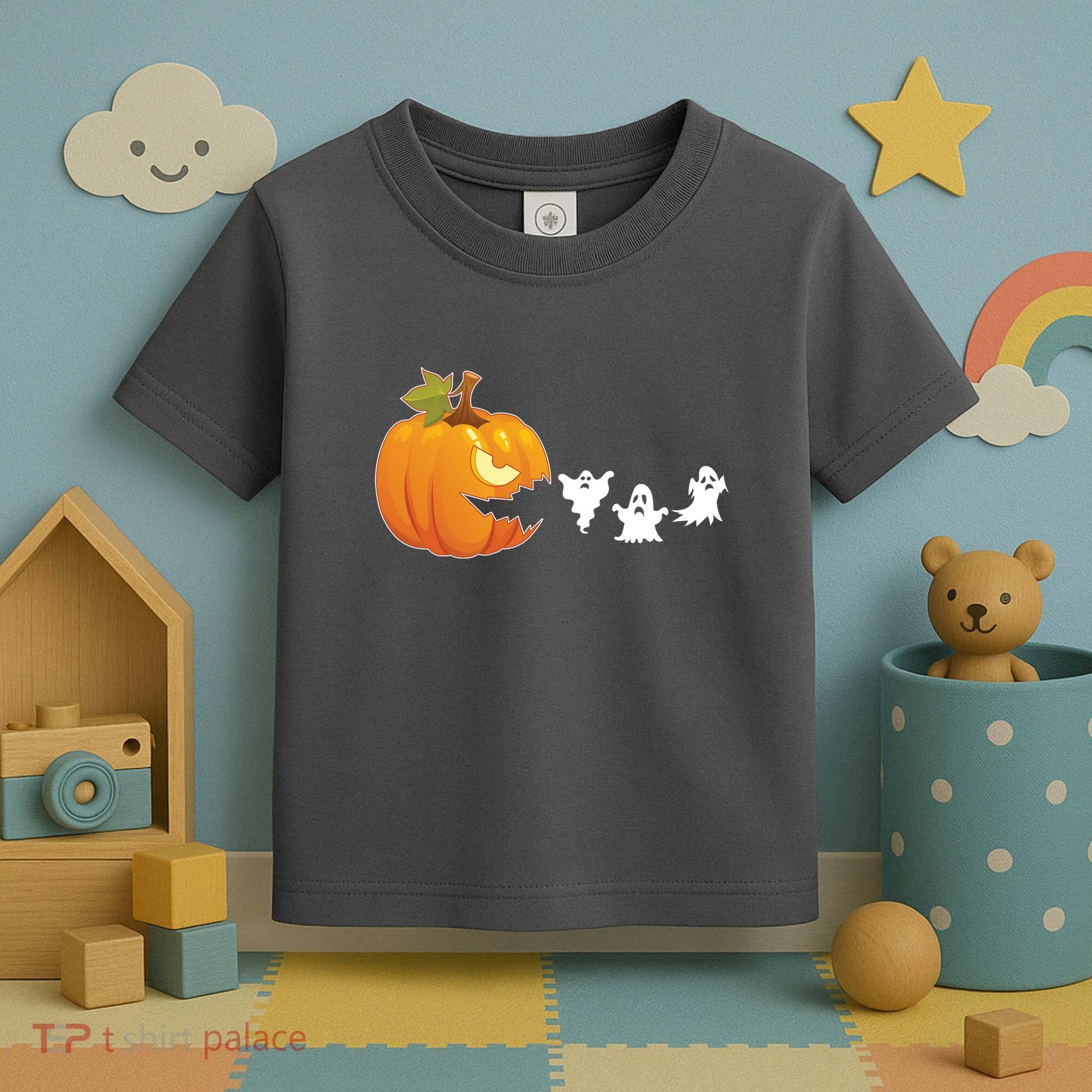 Funny Halloween Pac Man Pumpkin Ghost Toddler T-Shirt