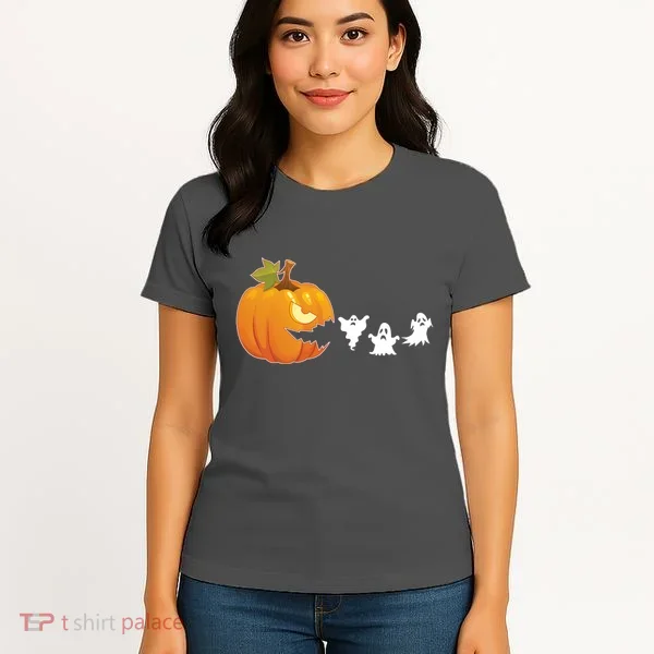 Funny Halloween Pac Man Pumpkin Ghost Women's T-Shirt