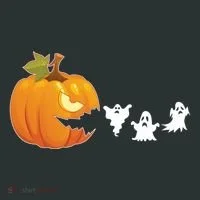 Funny Halloween Pac Man Pumpkin Ghost Women's T-Shirt thumb 6
