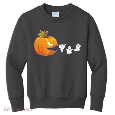 Funny Halloween Pac Man Pumpkin Ghost Kids Sweatshirt