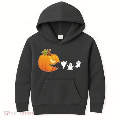 Funny Halloween Pac Man Pumpkin Ghost Kids Hoodie