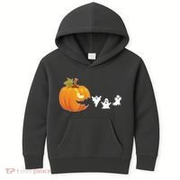 Funny Halloween Pac Man Pumpkin Ghost Kids Hoodie thumb 0