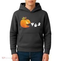 Funny Halloween Pac Man Pumpkin Ghost Kids Hoodie thumb 4