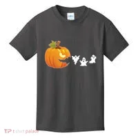 Funny Halloween Pac Man Pumpkin Ghost Kids T-Shirt thumb 0