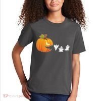 Funny Halloween Pac Man Pumpkin Ghost Kids T-Shirt thumb 2