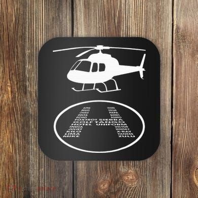 Funny Helicopter Phonetic Alphabet Pilot Aviation Pun Outfit Coaster