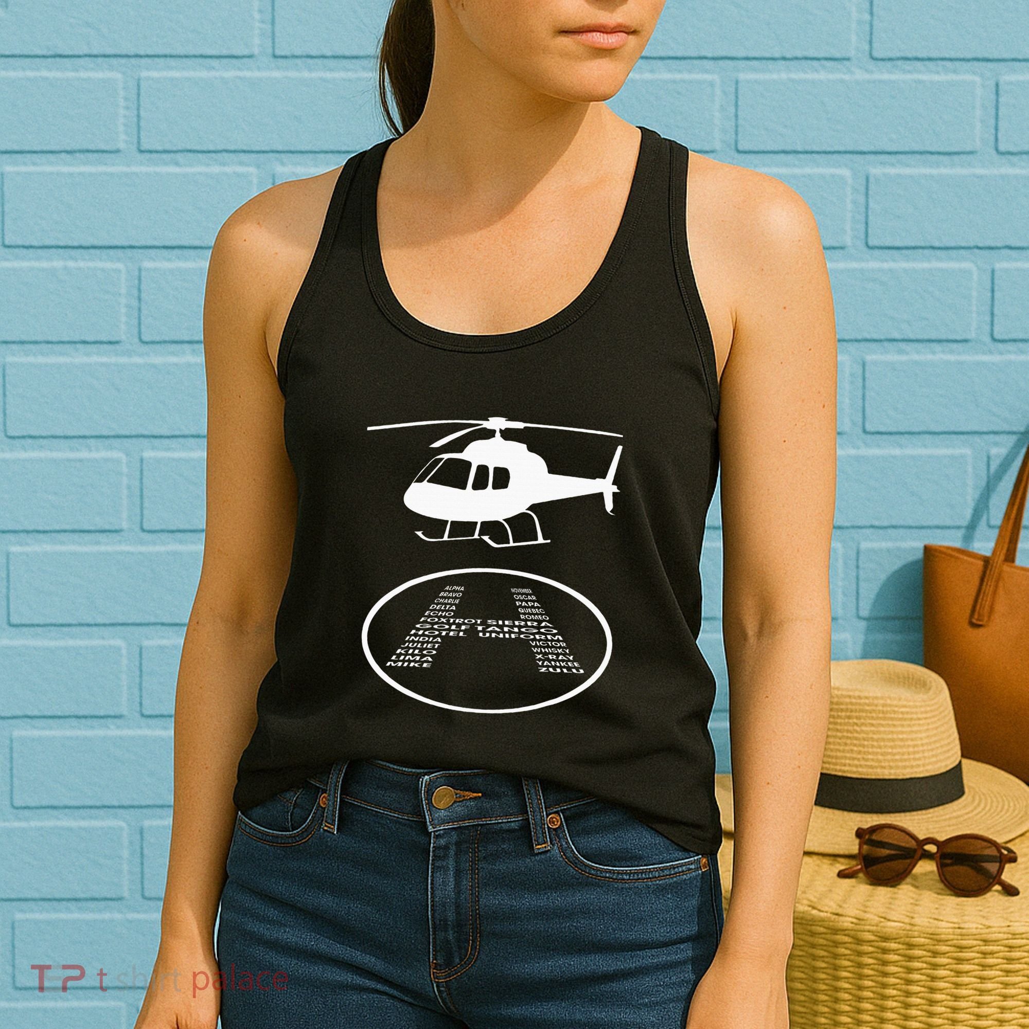 Funny Helicopter Phonetic Alphabet Pilot Aviation Pun Outfit Women's Tank Top