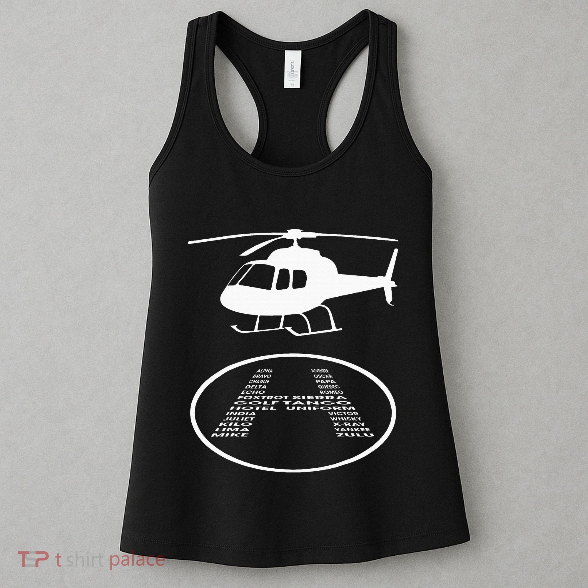 Funny Helicopter Phonetic Alphabet Pilot Aviation Pun Outfit Women's Tank Top