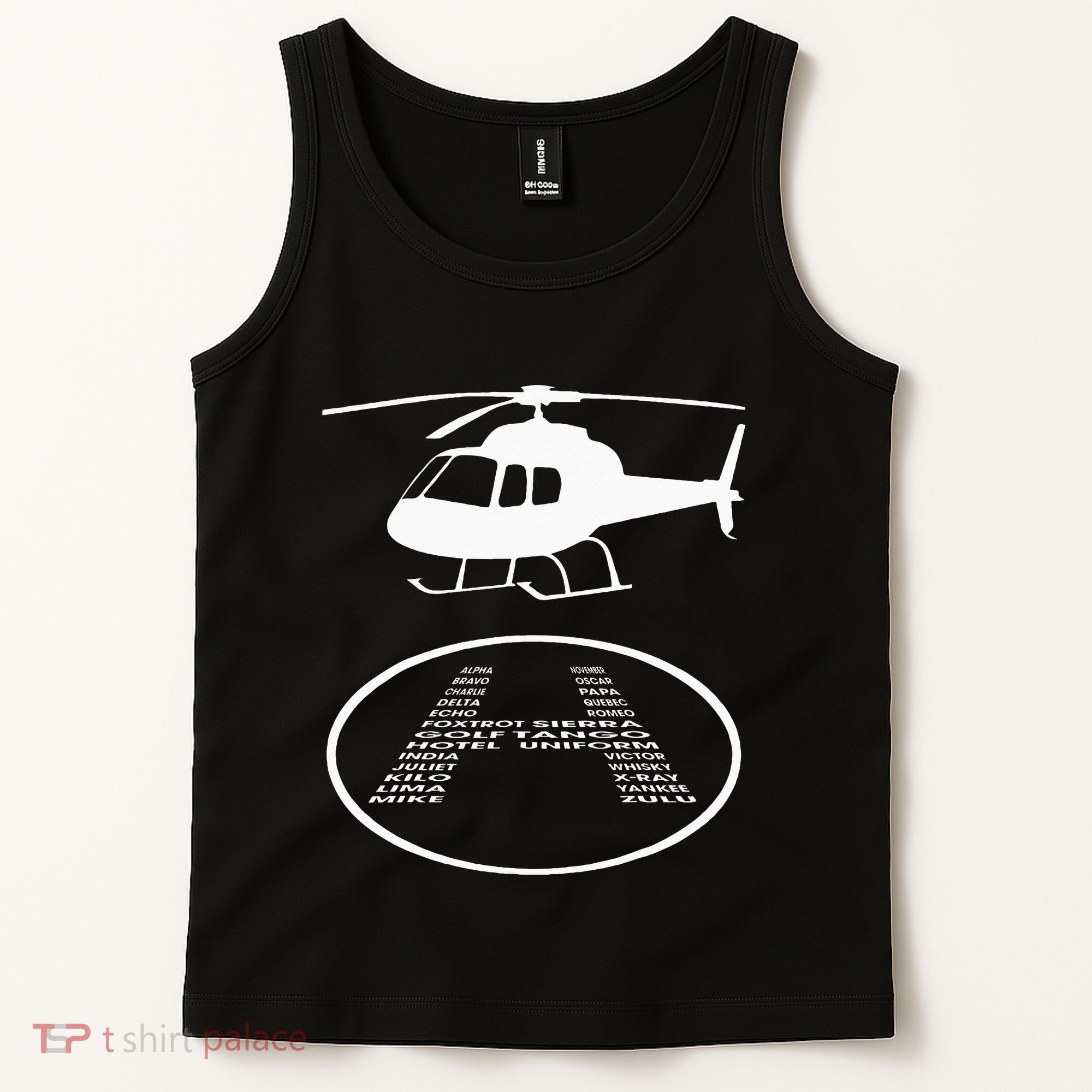 Funny Helicopter Phonetic Alphabet Pilot Aviation Pun Outfit Tank Top