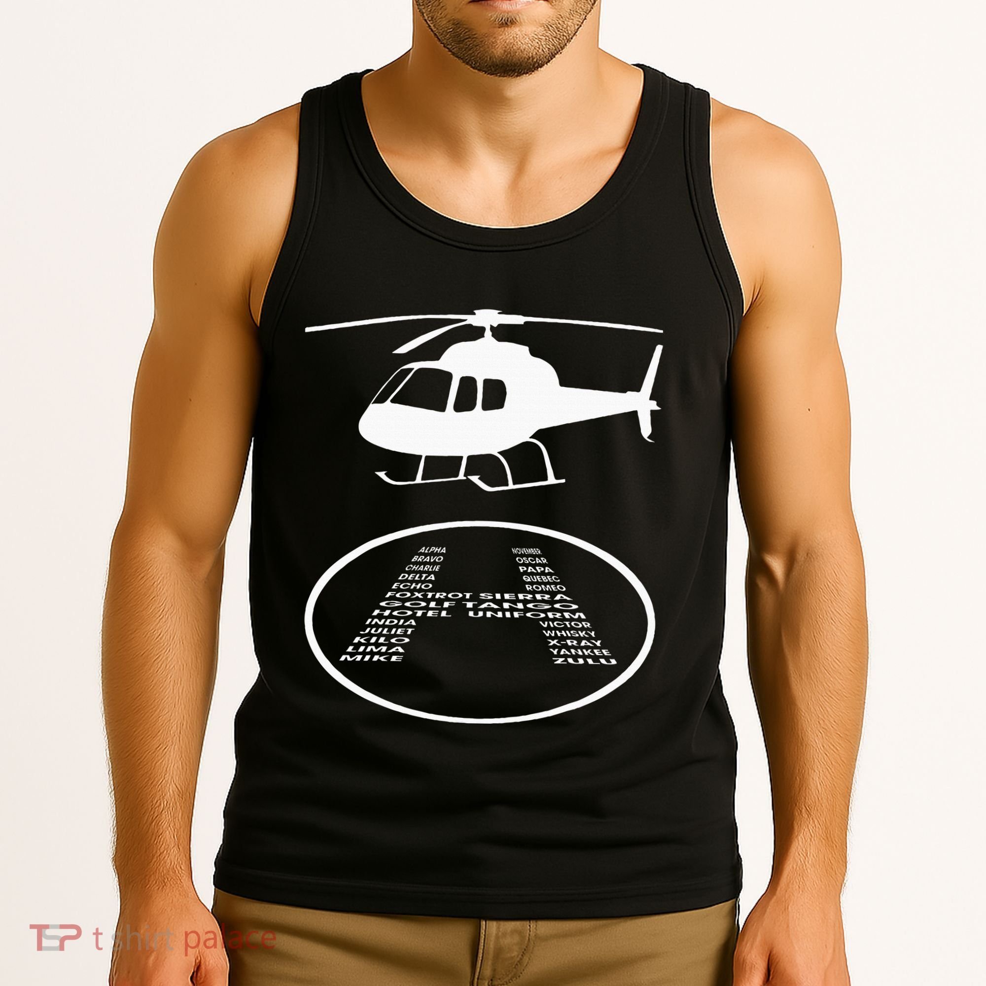 Funny Helicopter Phonetic Alphabet Pilot Aviation Pun Outfit Tank Top