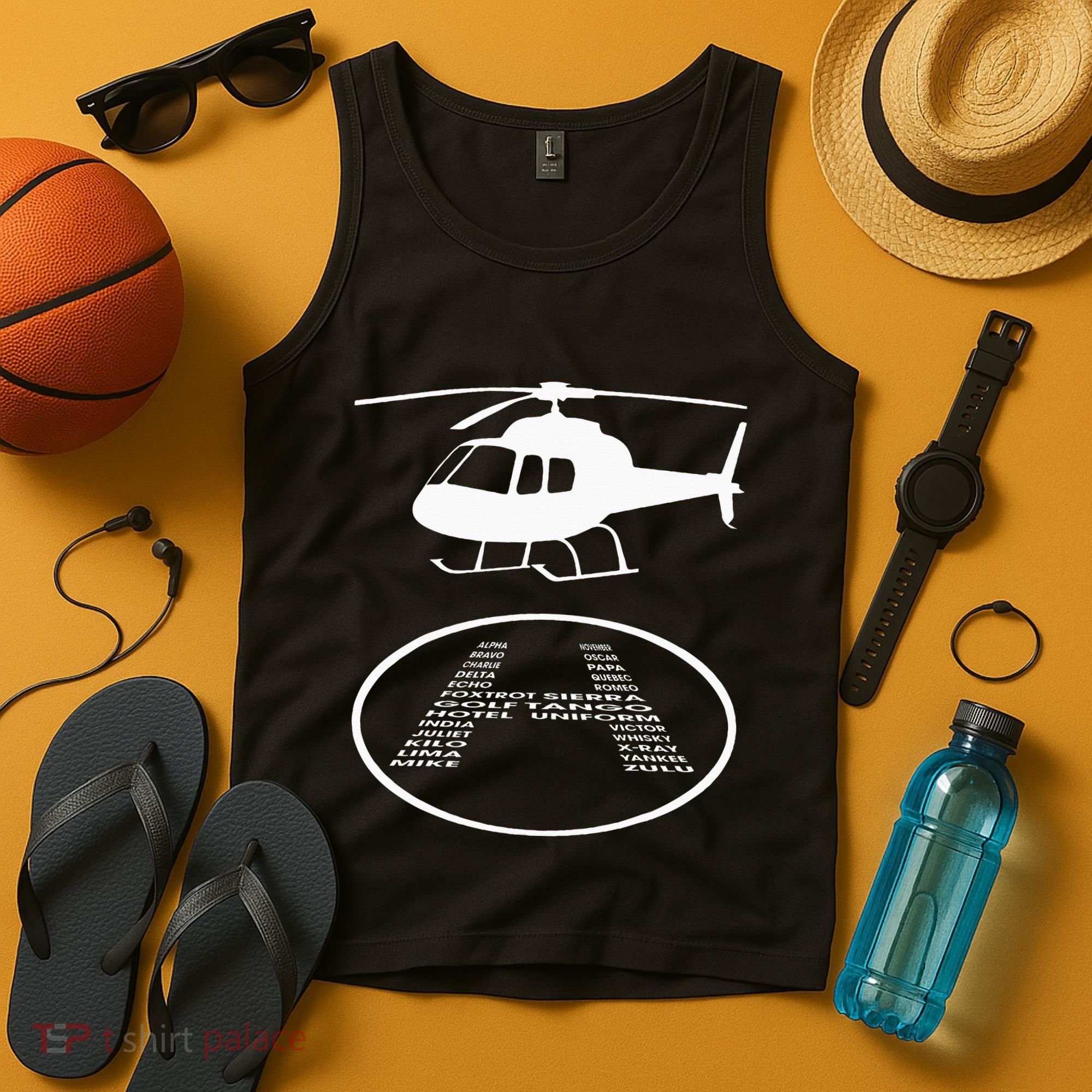 Funny Helicopter Phonetic Alphabet Pilot Aviation Pun Outfit Tank Top