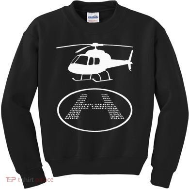 Funny Helicopter Phonetic Alphabet Pilot Aviation Pun Outfit Kids Sweatshirt