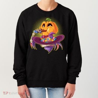 Funny Halloween Pumpkin Head Eating Candy Women's Sweatshirt