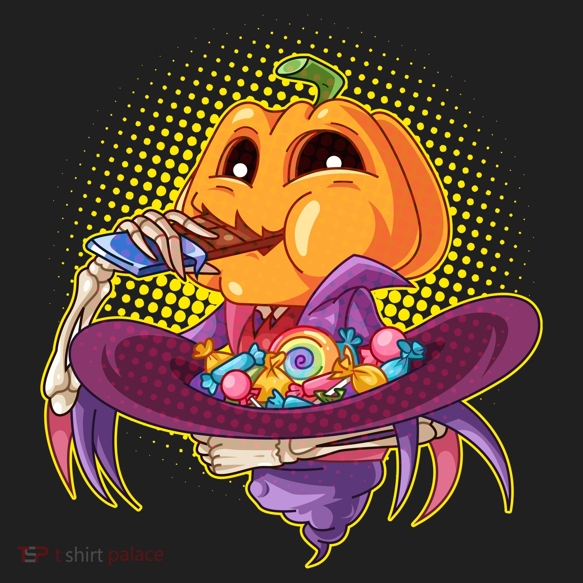 Funny Halloween Pumpkin Head Eating Candy Women's Sweatshirt