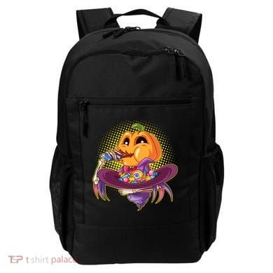 Funny Halloween Pumpkin Head Eating Candy Backpack