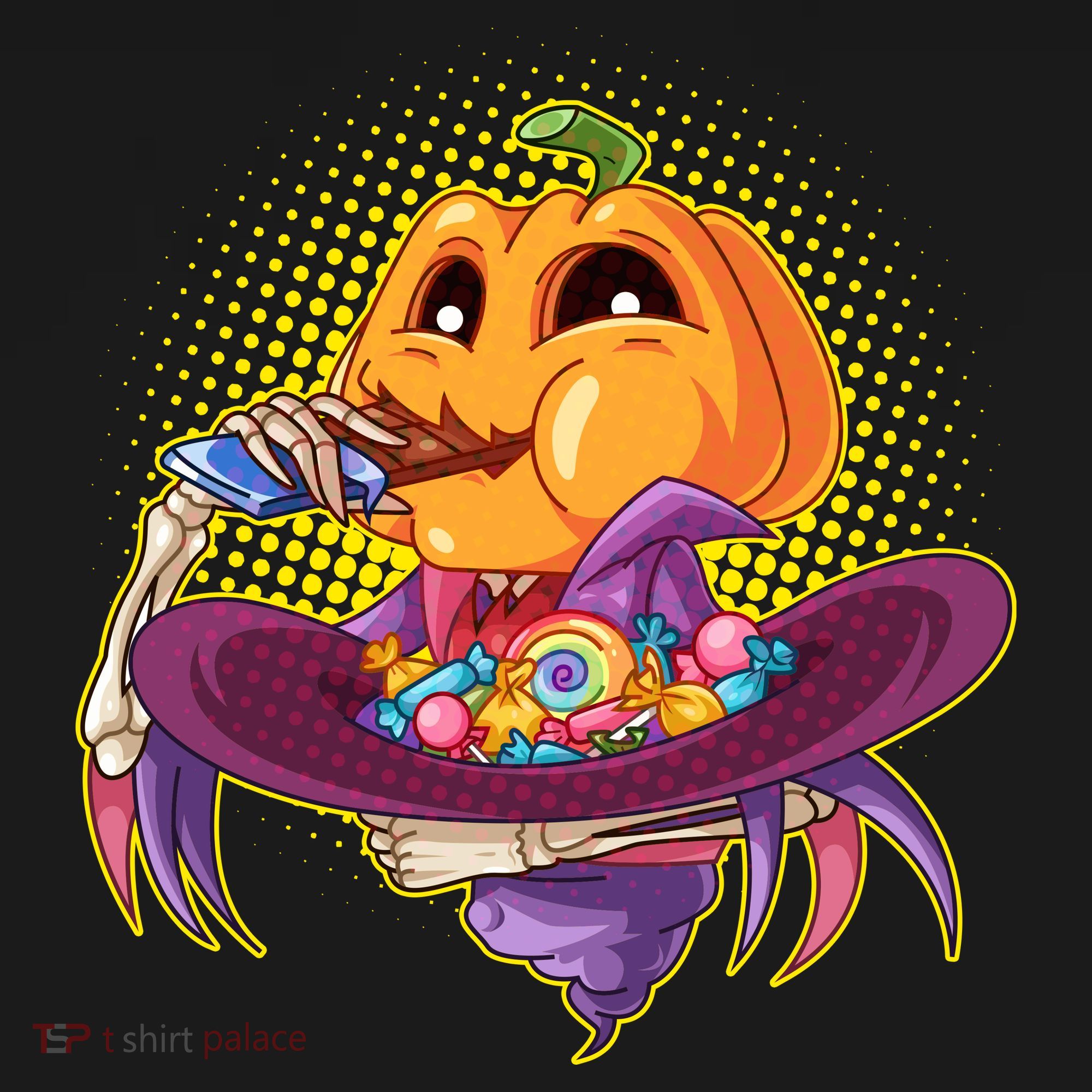 Funny Halloween Pumpkin Head Eating Candy Backpack