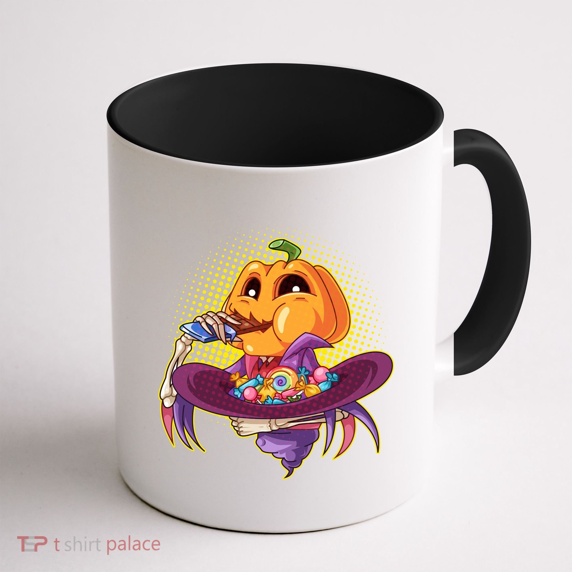 Funny Halloween Pumpkin Head Eating Candy Coffee Mug