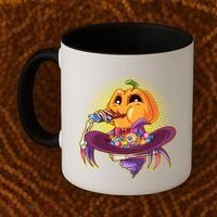 Funny Halloween Pumpkin Head Eating Candy Coffee Mug thumb 2