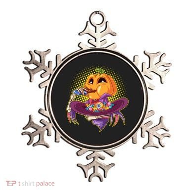 Funny Halloween Pumpkin Head Eating Candy Ornament