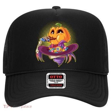 Funny Halloween Pumpkin Head Eating Candy Hat