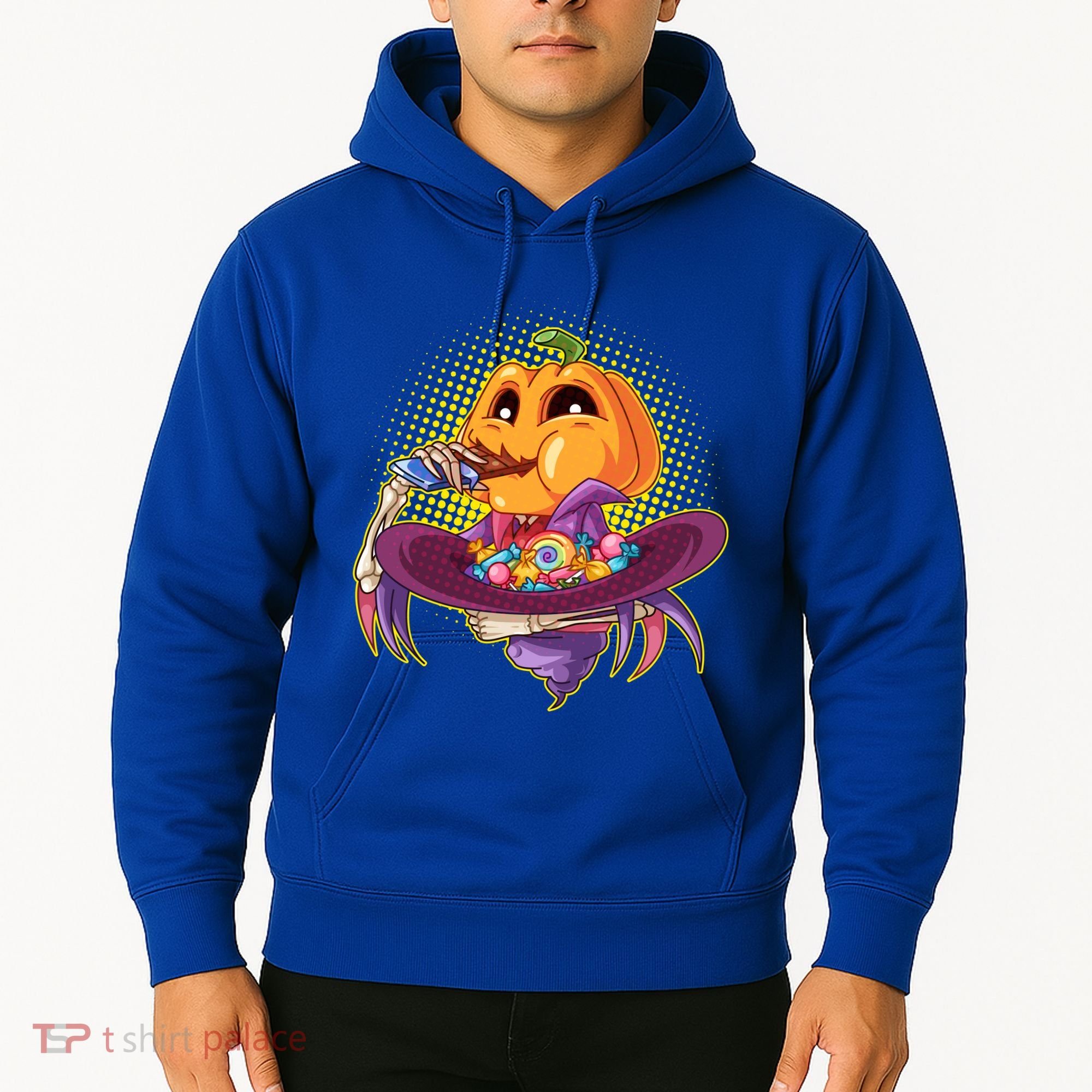 Funny Halloween Pumpkin Head Eating Candy Hoodie