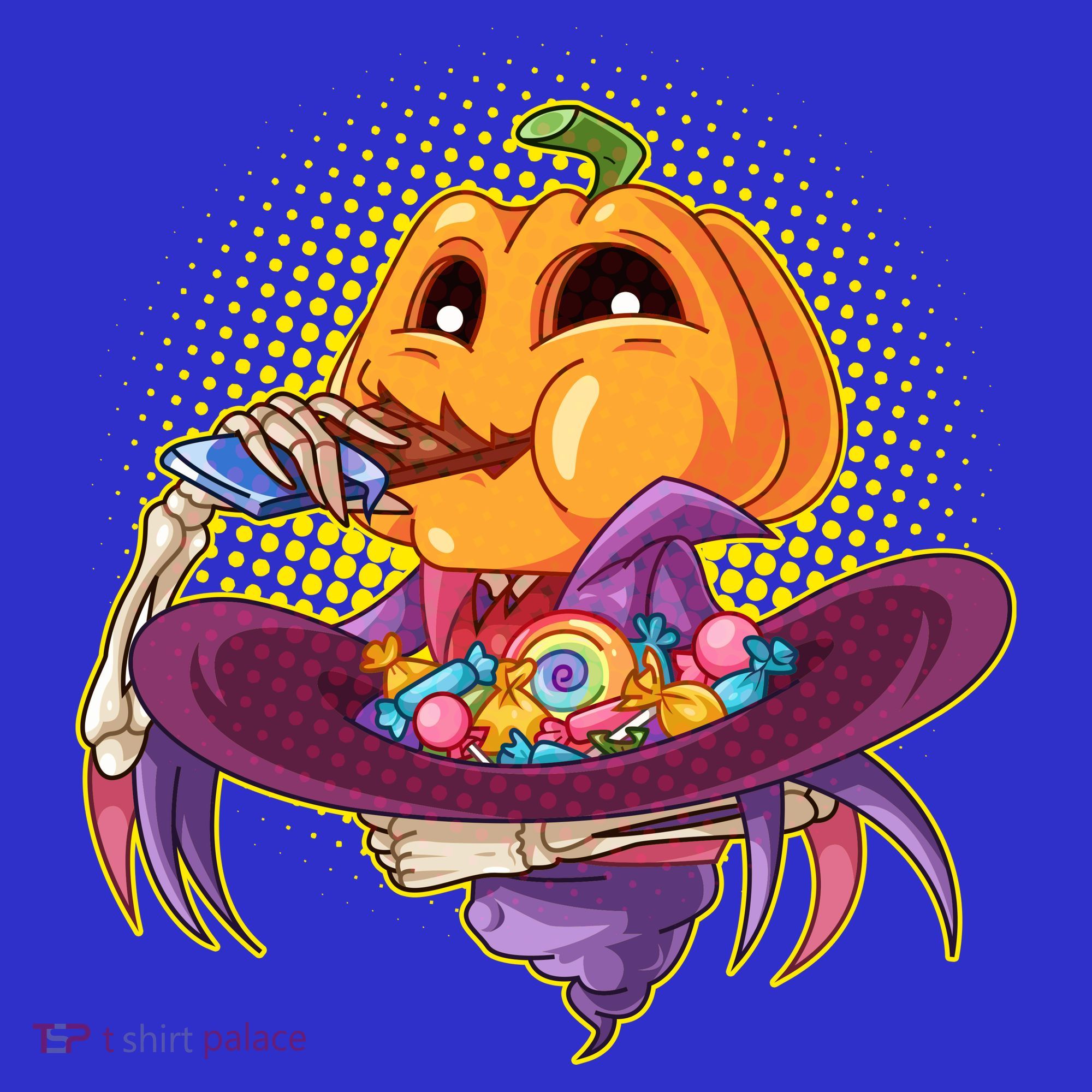 Funny Halloween Pumpkin Head Eating Candy Hoodie