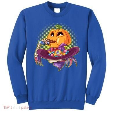Funny Halloween Pumpkin Head Eating Candy Sweatshirt