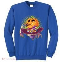 Funny Halloween Pumpkin Head Eating Candy Sweatshirt thumb 0