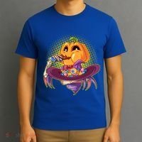 Funny Halloween Pumpkin Head Eating Candy T-Shirt thumb 3