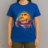 Funny Halloween Pumpkin Head Eating Candy T-Shirt thumb 4