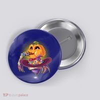 Funny Halloween Pumpkin Head Eating Candy Button thumb 0