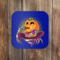 Funny Halloween Pumpkin Head Eating Candy Coaster thumb 0