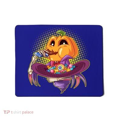Funny Halloween Pumpkin Head Eating Candy Mousepad